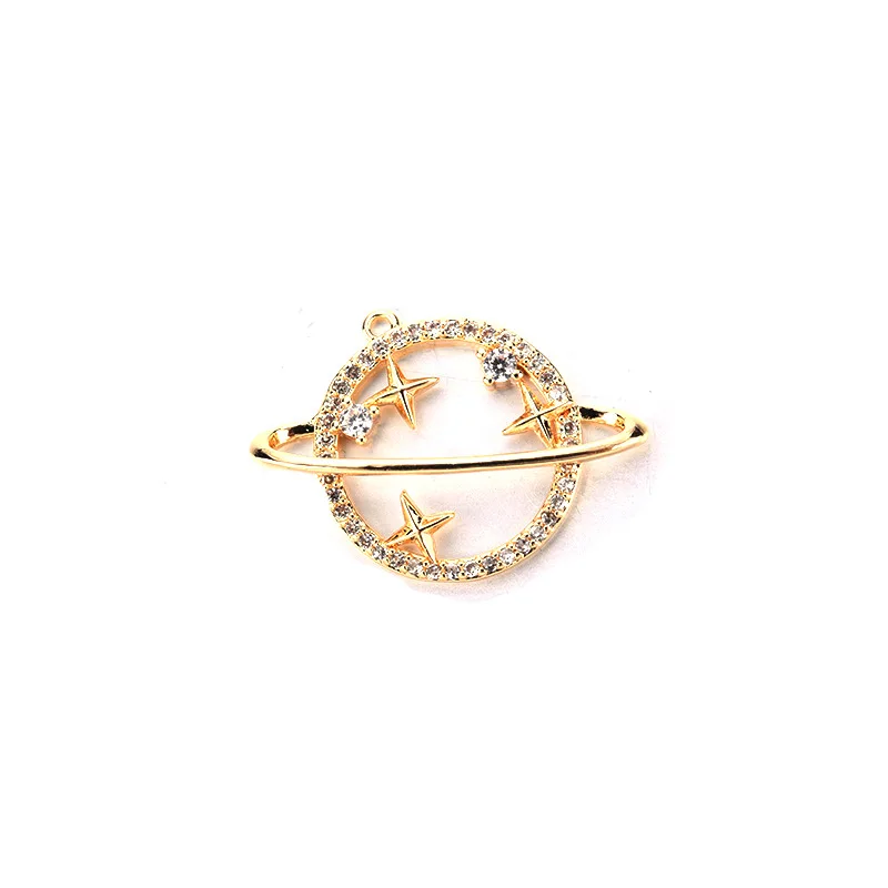 

25MM Color Retention Real Gold Plated Copper Zircon Star Pendants Charms DIY Jewelry Making Findings Accessories