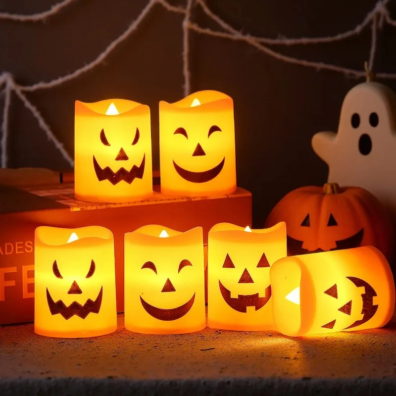 Plastic Orange LED Candle Light for Halloween Party Decor