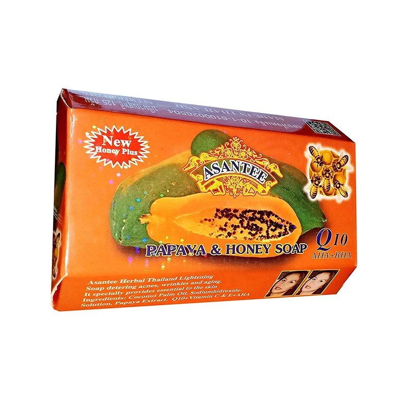 Thailand ASANTEE Papaya Honey Herb Soap Whitening Handmade Soap Lightening Skin Moisturizing Cleansing Anti-aging (1 pack)