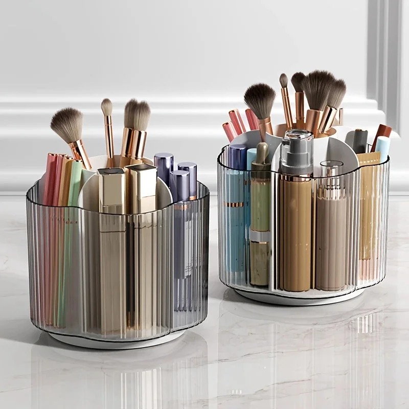 360° Rotating Makeup Brush Holder Detachable Grids Cosmetics