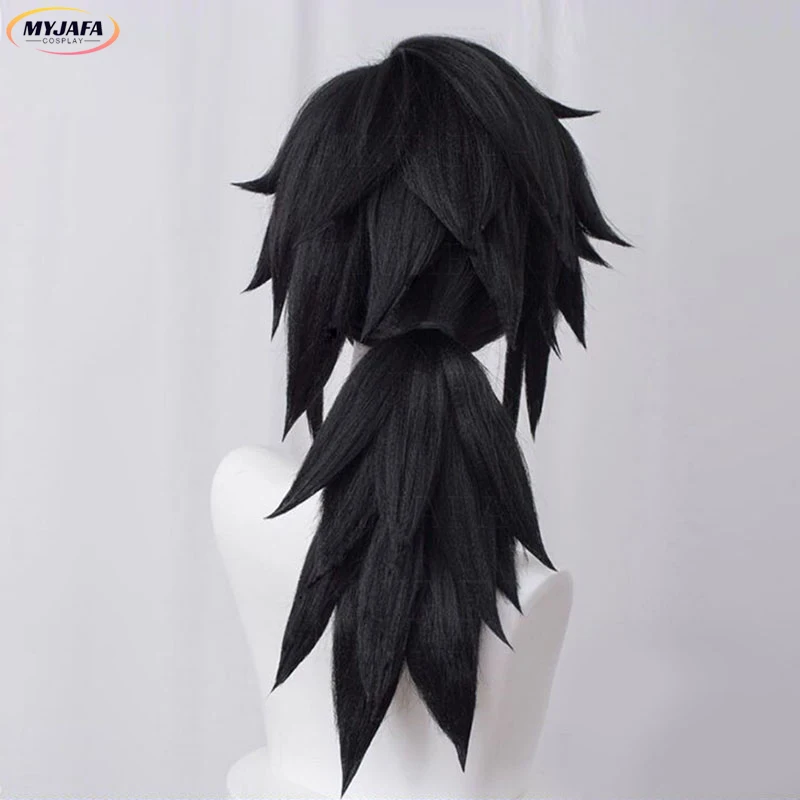 Hochwertige Tomioka Giyuu Cosplay Perücke Cosplay Schwarzer Zopf Hitzebeständige Kunsthaar Anime Perücken + Perückenkappe – Detail 3