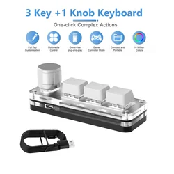 RGB Mini Gaming Macropad with Custom Programmable Knob and Red Switch Keys (WHITE)