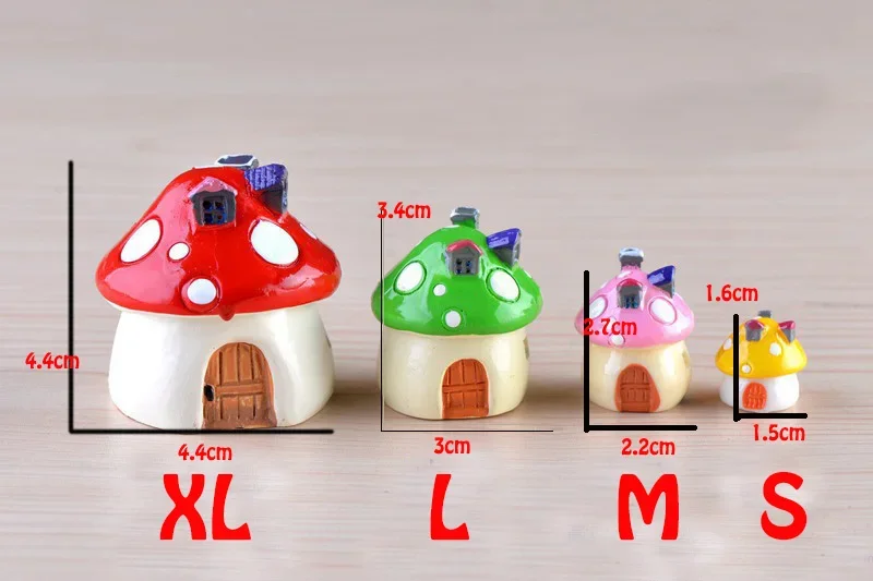 4PCS Resin Mini Mushroom House Miniature Garden Accessories Colorful Micro Landscape Fairy Garden Decorations Craft miniature ornament mini mushroom ornament
