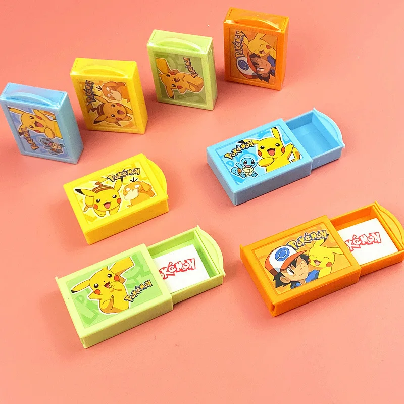 

1Pcs Random Pokemon Pikachu Box Eraser Box Pencil Anime Figure Drawer Eraser Children's Elementary School Gifts Toys