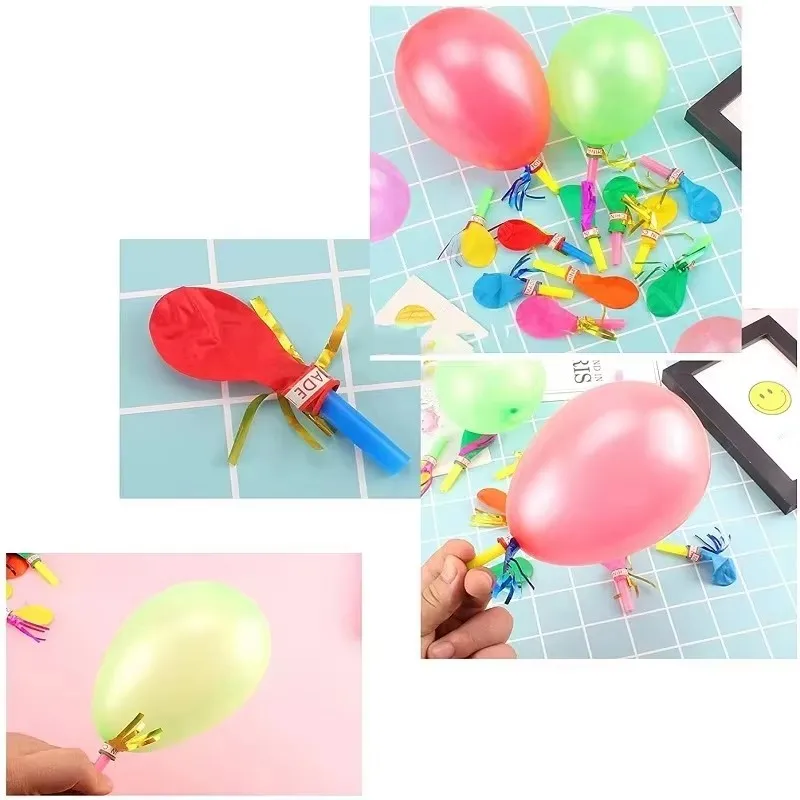 50개 재미있는 알록달록한 휘슬 풍선, 아이들 생일 파티 선물, 축제 응원 장식, 불고 있는 풍선 장난감 선물