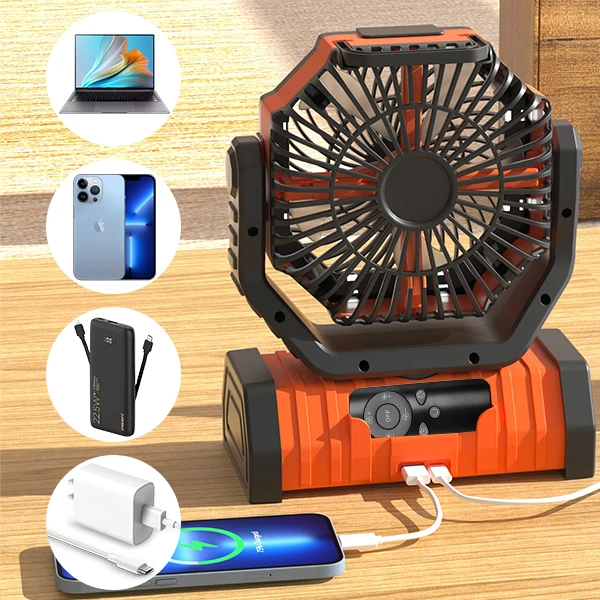 20000mAh High-Capacity Battery LED Light Camping Fan Movable Wireless Air Circulators Outdoor Ventilador with Hook 2