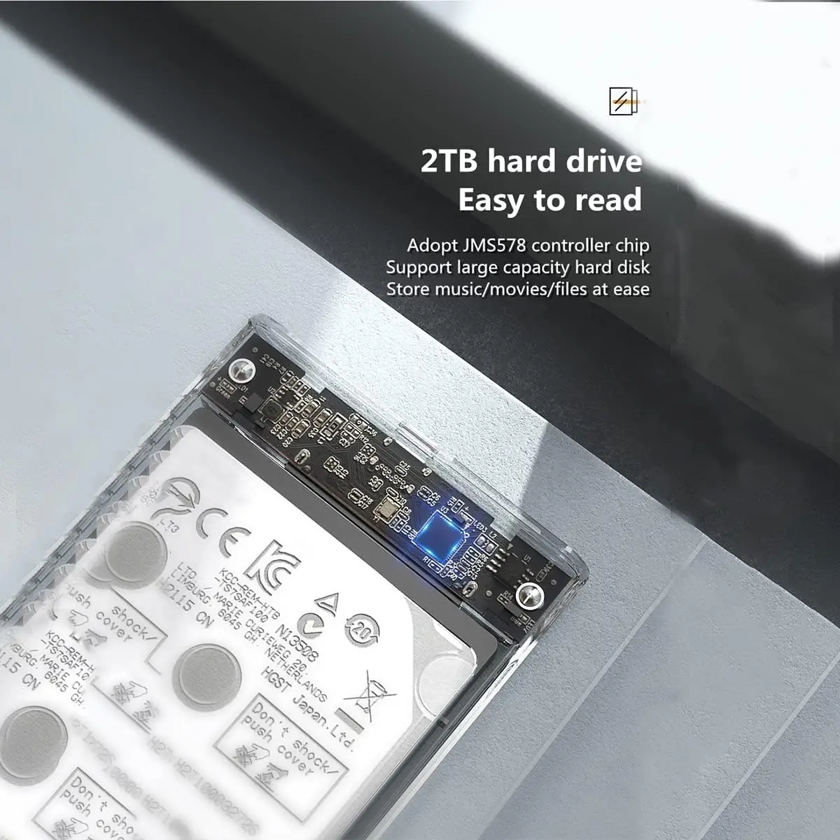 CŸ USB 3.1 SATA ǻ  ϵ ̺ ũ HDD Ŭ, 2.5 ġ 9.5mm ϵ ũ SSD ڽ, ִ 5TB 