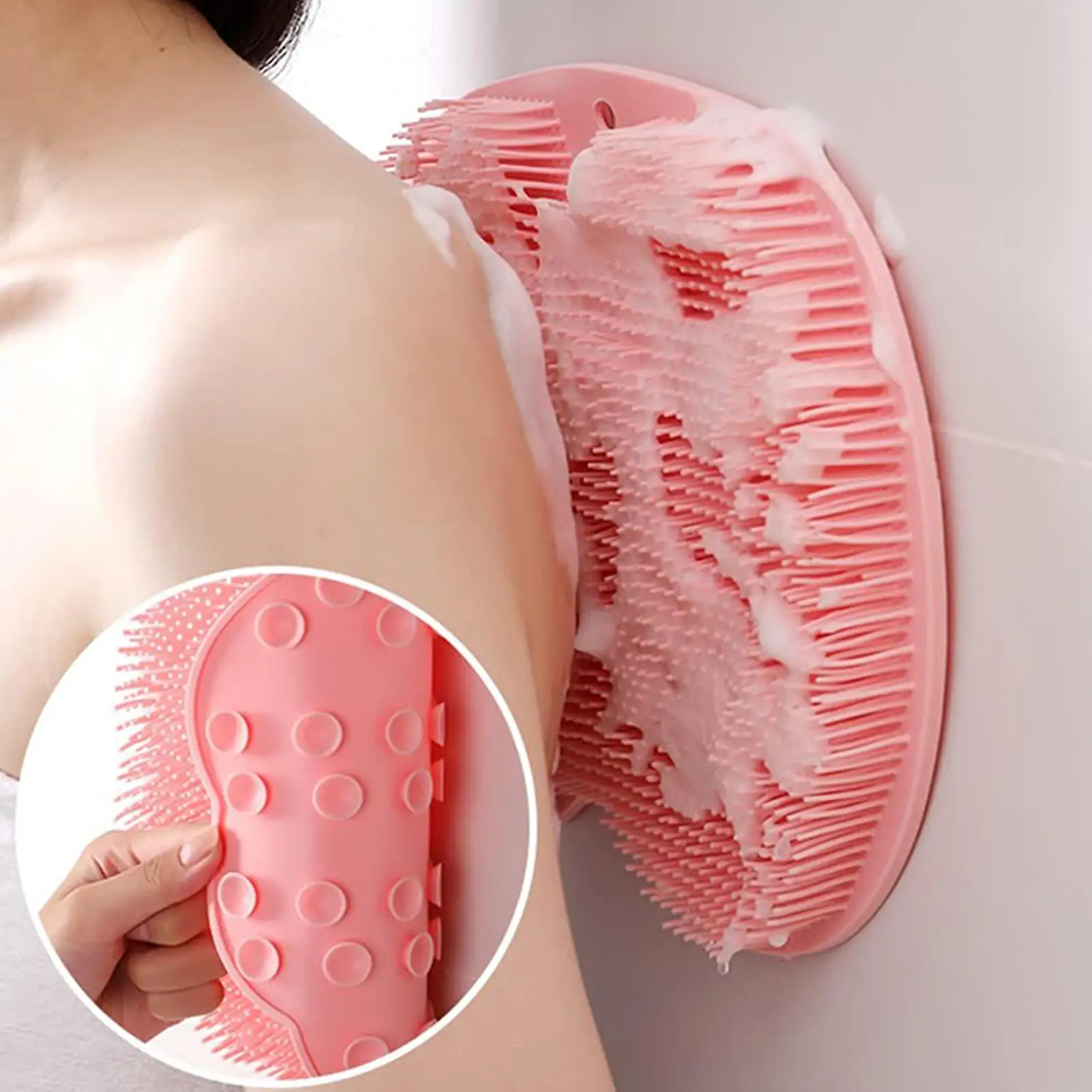 Foot Wash Brush Rub Back with Sucker Brush Bathroom Tool Foot Massage Pad Shower Massage Mat Exfoliating Bath Pad Bath Sponge