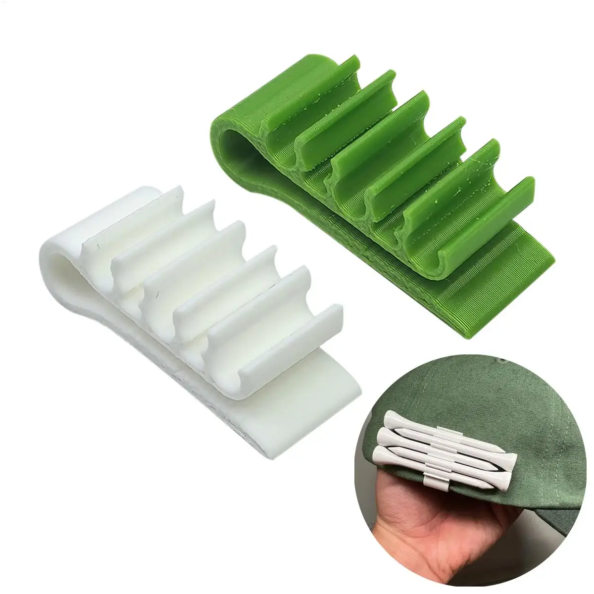3D Printed Golf Tee Hat Brim Clips Holds 5 Golf Seats Holder Caps Clip Tee Organizer Clamp Creative Sport Accessories for Golfer