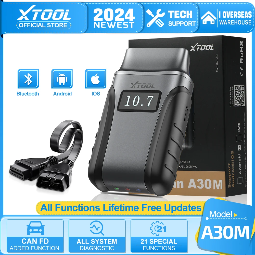 Xtool anyscanner a30m obd2 כלי אבחון bluetetooth סורק דו-כיוונית קורא קוד שלט fd פרוטוקול fd חינם