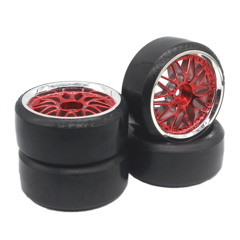 Set 4 Pneumatici E Cerchi Per Auto RC 1:10 1:12 1:16 - 65mm, Mozzo 12mm, Per HSP 94122 94123 FW06 E Simili