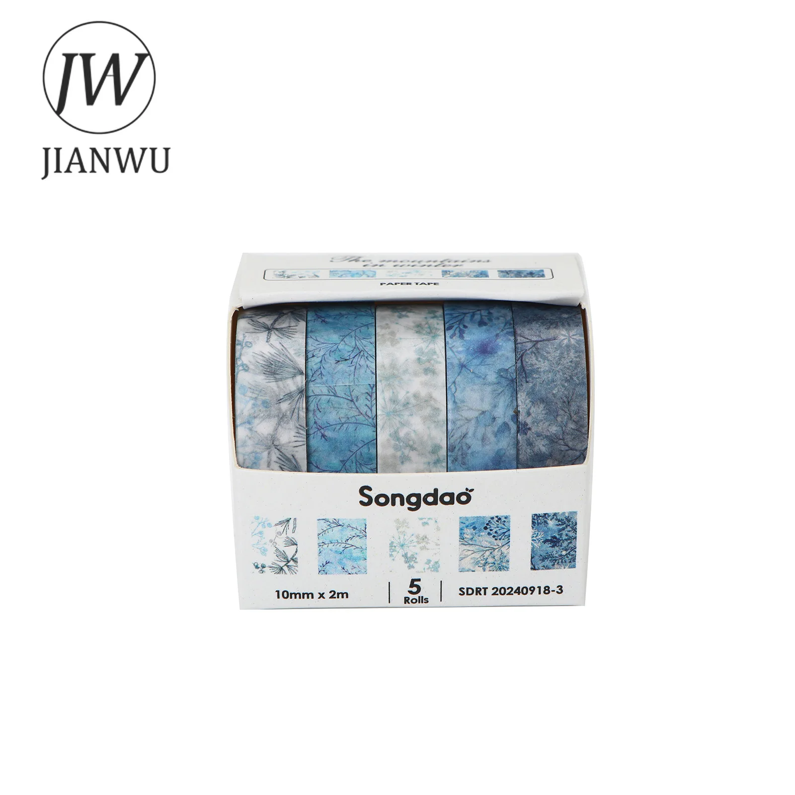 JIANWU 5 롤/세트 겨울 산 시리즈 빈티지 식물 잎 풍경 소재 콜라주 와시 테이프 크리에이티브 저널 문구류