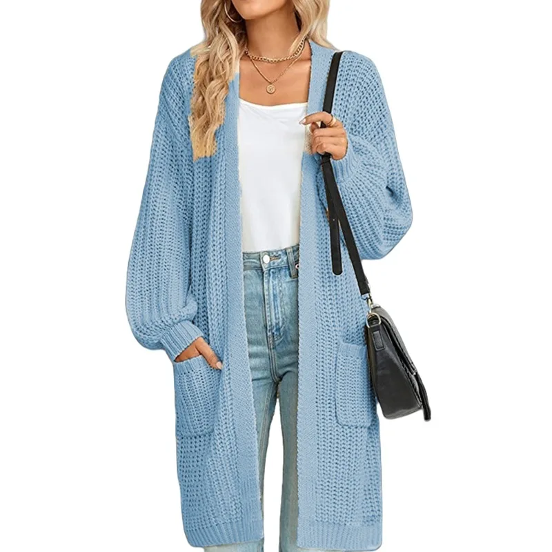 2025 Herbst Winter Wunsch Neue Pullover Europäischen Amerikanischen Stil Mid-länge Lose Doppel Tasche Strickjacke Pullover Jacke – Detail 11