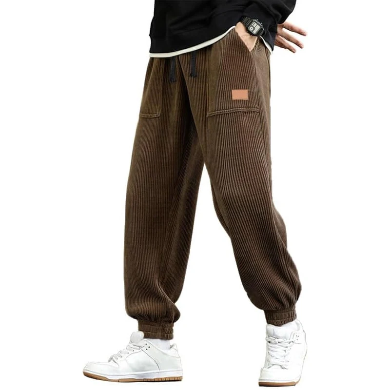 Animal Game Men's Casual Baggy Pants Corduroy Harlen Trousers Work Pants Drawstring Sweatpant Cargo Tactical Workwear Streetwear