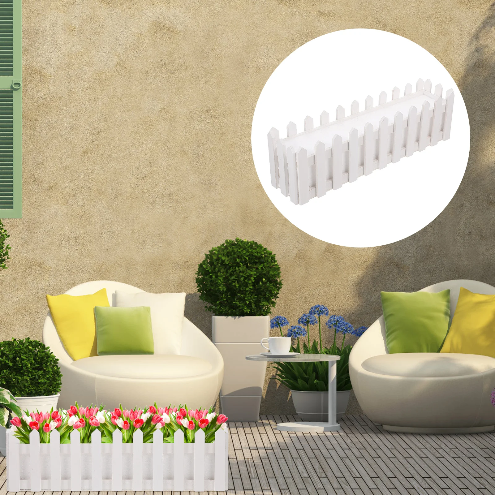 

Flowerpot Living Room Decoration Fence Holder Succulents Homedecor Wooden Plant DIY Container Accents