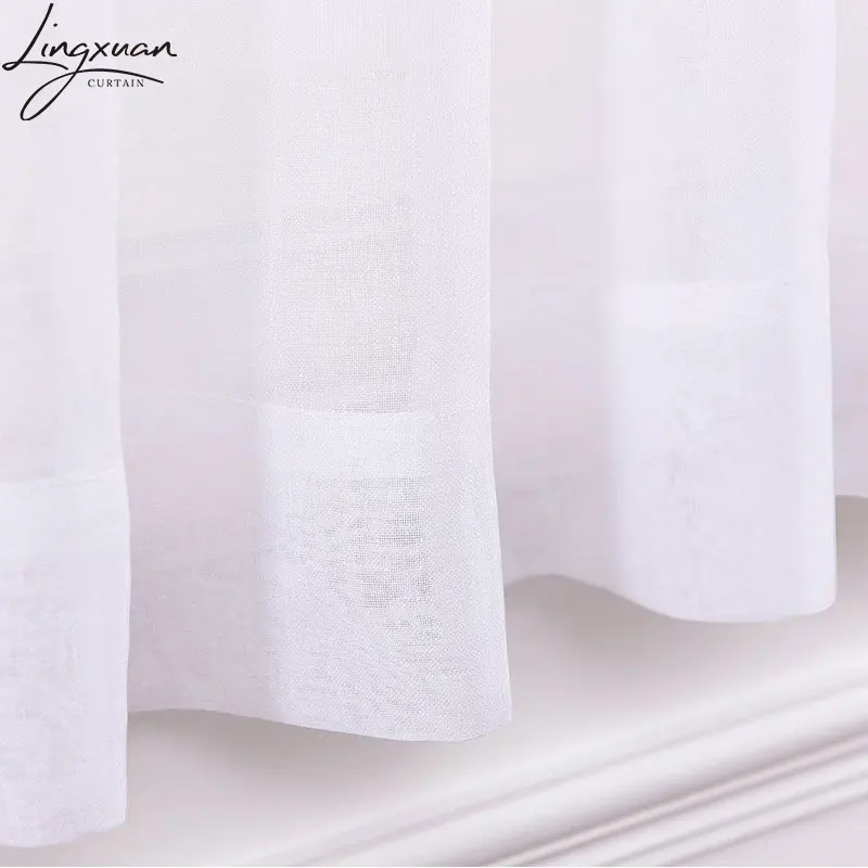 Modern White Tulle Window Curtains For Living Room Linen Short Curtain For Kitchen Bedroom Sheer Voile Drapes Blind gazebo Decor