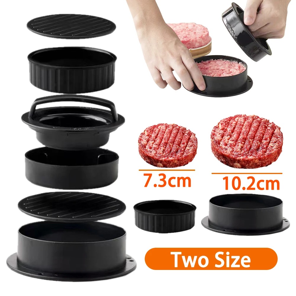 ABS Hamburger Press Meat Pie Stuffed Burger Press Mold Maker with Baking Paper Liners Round Shape Non-Stick Patty Kitchen Tools