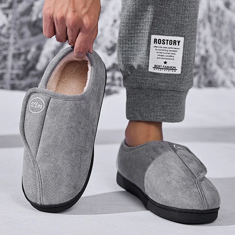 Letter Embroidery Warm Women's Home Slippers Soft Sole Short Plush Cotton Shoes Woman Thick Bottom Cotton Indoor Shoes Winter