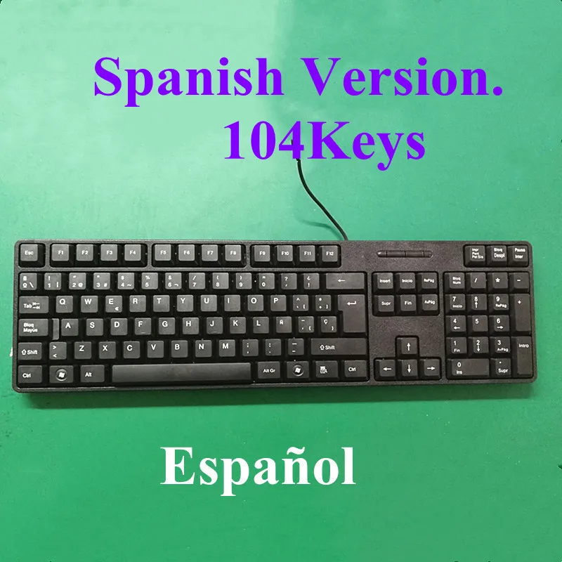 Teclado com Fio Profissional para pc 104 Teclas Tamanho Completo Russo Francês Árabe Plug And Play Motorista Livre - Imagem 2