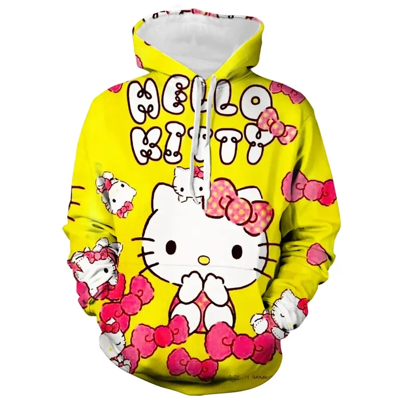 

2023 Spring and Autumn Hello Kitty Regular Loose Hoodie Ins Print Cute Japanese Casual Sweatshirt Women's Sweatshirt Loose Casua