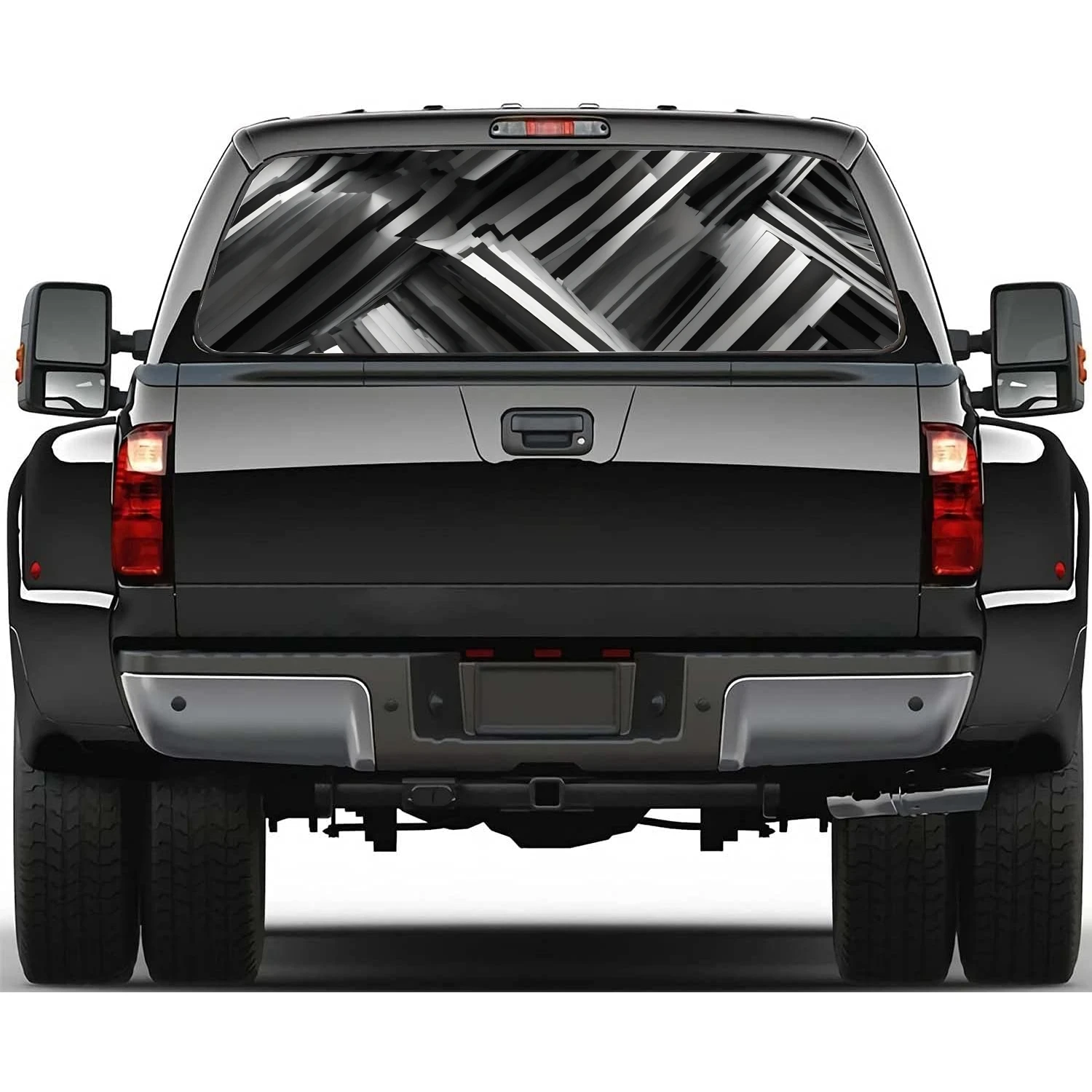 

3D металлические линии автомобиля, наклейка для заднего стекла, подходит для пикапа, грузовика, автомобиля, универсальная прозрачная перфорированная виниловая наклейка для заднего стекла