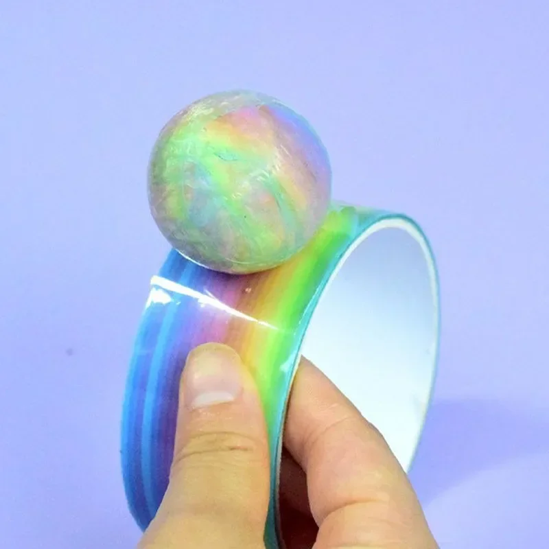 2/1PC Rainbow Ball Rolling Glue Decompression Sticky Tapes  Sticky Ball Handmade DIY Crafting Making Colored Ball Tapes