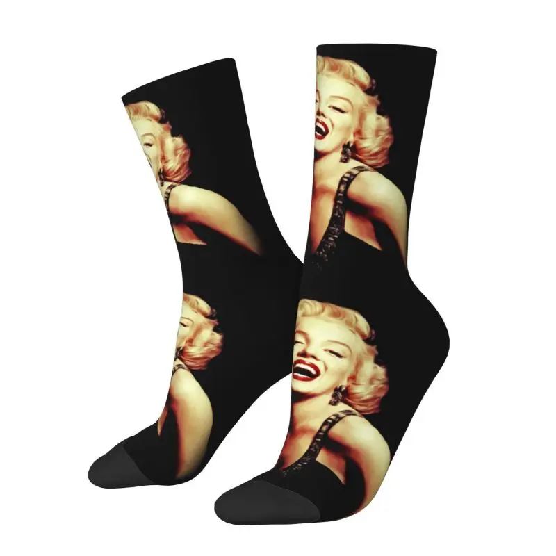 Novelty Print Monroe Marilyns Sexy Golden Girl Socks for Men Women Stretchy Summer Autumn Winter Crew Socks