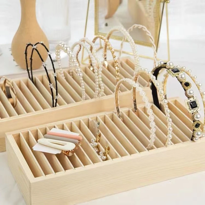 Headband Storage Holder Stand Organizer Hairband Display Box Acrylic Wood Rack Band Hoop For Women Girls acrylic display stand beech wood three tier display clothing store shoe rack manual partition rack storage board display