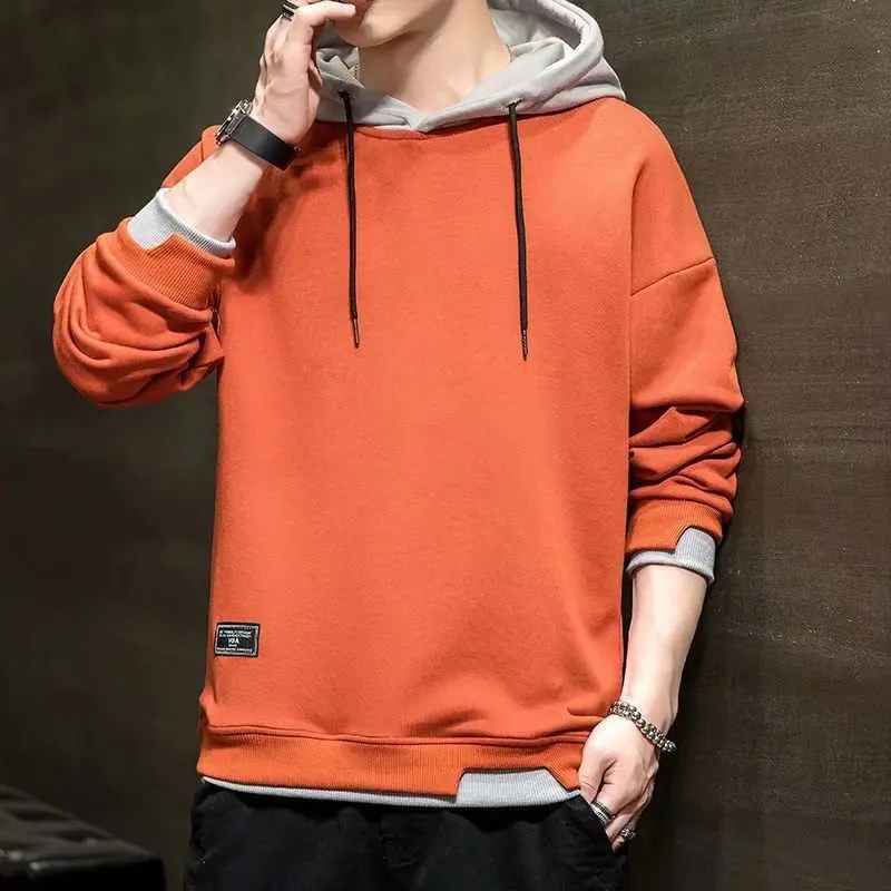 

Fake Two Piece Teen Tops Hooded Sweater Oversized Hoodie Y2k Hong Kong Style Thin Early Autumn Men Hipster Street Wear Jacket