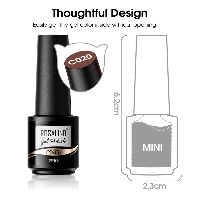 ROSALIND 15ml Glass Bottle Gel Nail Polish Pure Colors Long Lasting Hybrid Esmalte Semi Permanent LED/UV Lamp Base Top Coat