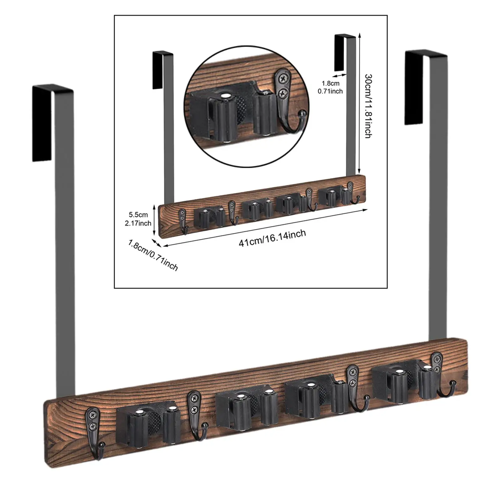 Mop Broom Holder Tool Rack Rustic Wall Mount for Home Laundry Warehouse