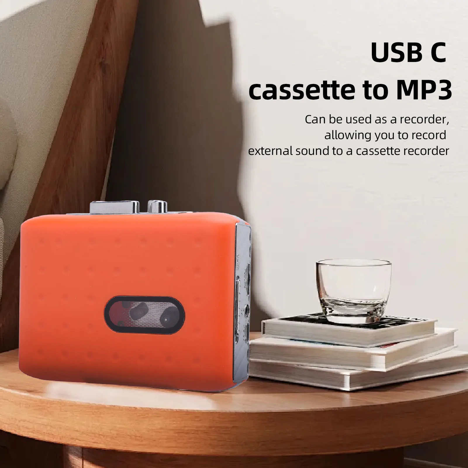 Cassette Player Cassette To Digital Converter 3.5mm Headphone Jack Fast Forward and Rewind with Built in Microphone for Walking