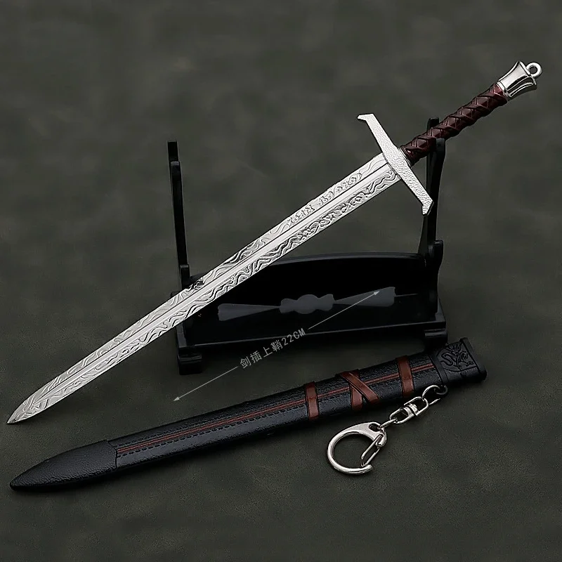 Cosplay Sword 22cm Medieval Arthur Pendragon Metal Katana Samurai Uncut Blade Model Accessories Keychain Gifts Boys
