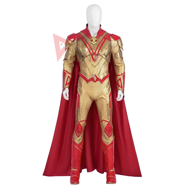 Teth Adam Macacão Preto Traje Cosplay Shazam Manto Herói Masculino