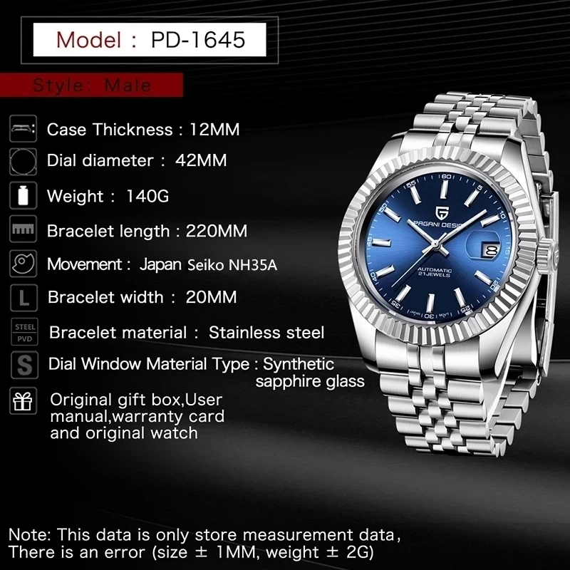 Men Mechanical Watch Automatic Watch Sport Stainless Steel Waterproof