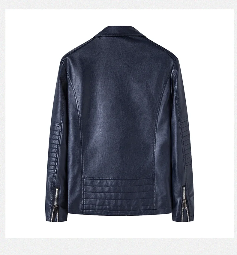 Description Picture 6 of itemSpring and Autumn Men's Leisure Motorcycle Windproof Lapel Fashion PU Leather Jacket Brand Men's Slim Fit High Quality Coat
