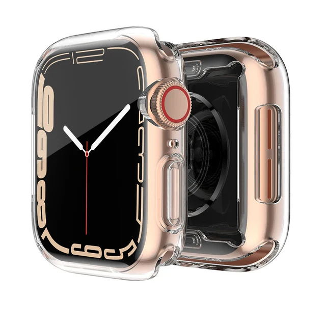 Cover for Apple Watch Case 7 6 SE 5 4 3 2 45mm 42MM 38MM 360 Slim Soft Clear TPU Screen Protector for iWatch 4 3 44MM 40MM 41mm Transparent