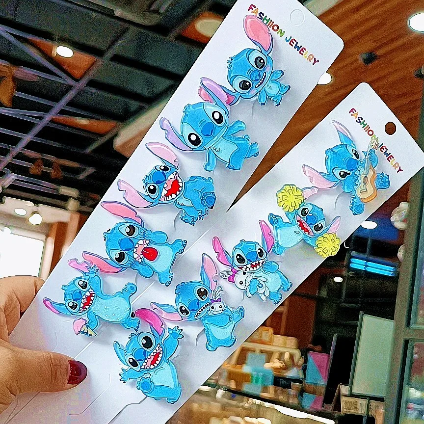 1/5pcs Disney Anime Lilo & Stitch Hair Bands Kawaii Stitch Hairpin Cartoon  Rubber Band Hair Accessoires Girl Gifts Toy