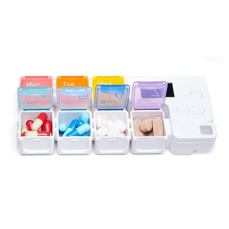 Portable Weekly Pill Organizer with Alarm Reminder – Ideal for Travel, Vitamins, and Supplements