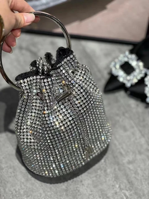 Luxury Diamonds Evening Bag Designer Crystal Mesh Bucket Handbags  Rhinestones Chains Shoulder Crossbody Bags Small Party Purses - AliExpress