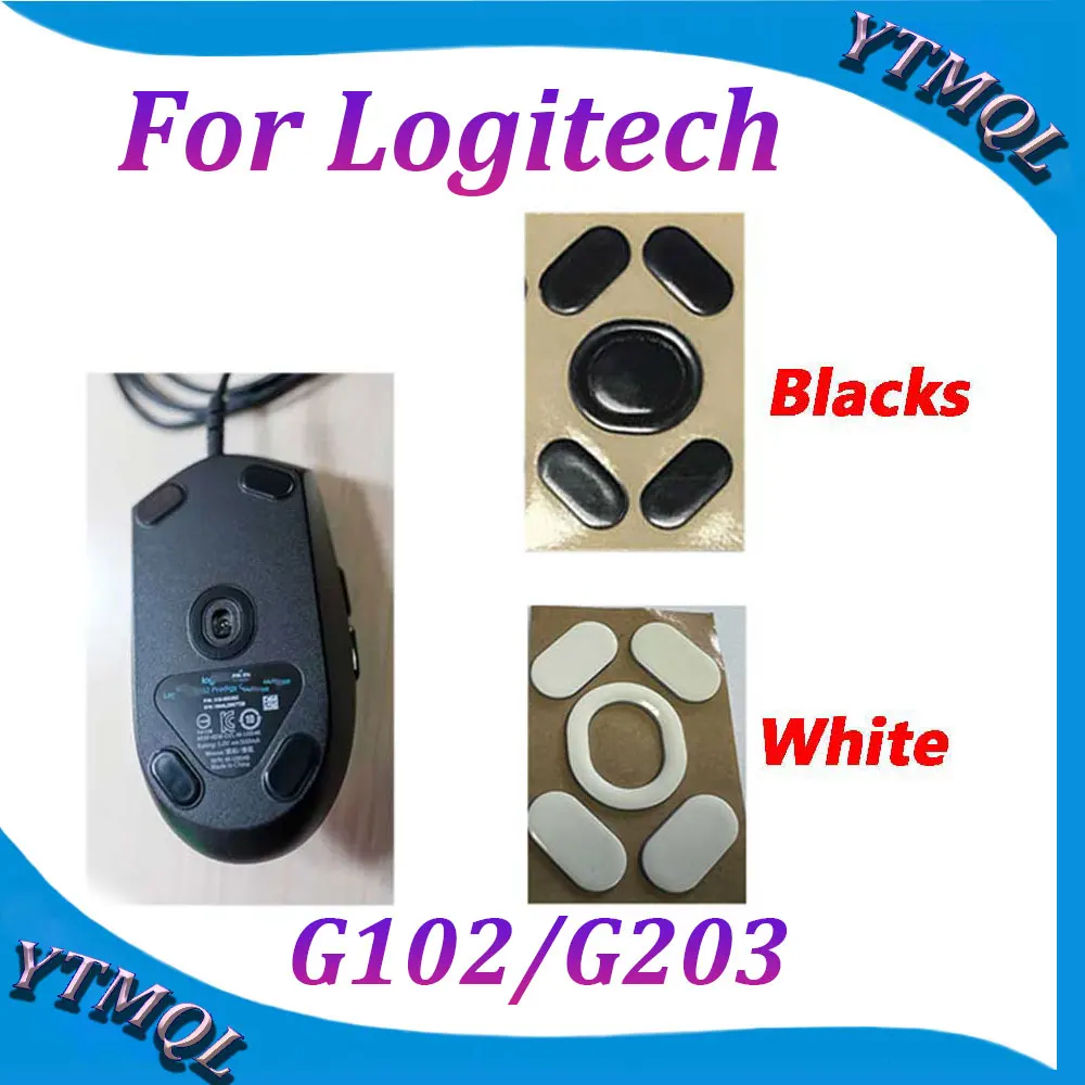 2-10Set Piedini Per Mouse Pattini Per Logitech G102/G203 Mouse Wireless Bianco Nero Adesivo Antiscivolo Sostituzione Connettore