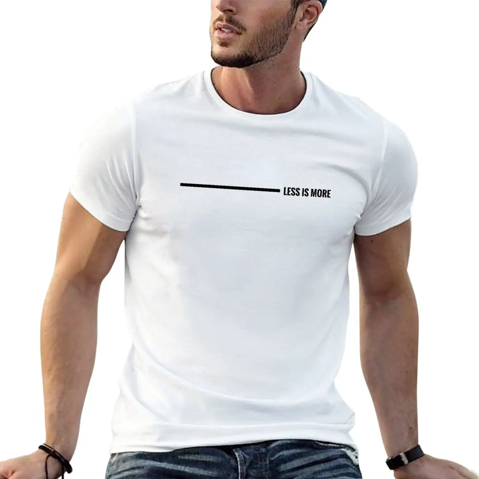 

LESS IS MORE minimal design (horizontal black version) T-Shirt tops cute tops sweat shirts plain t shirts men