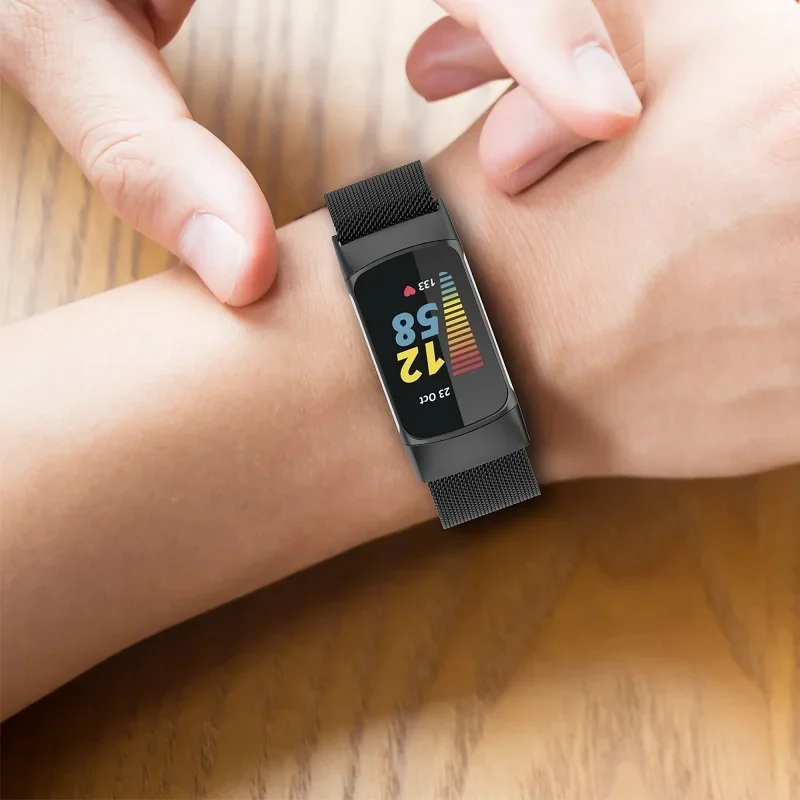 남성용 여성용 레저 시계 밴드, Fitbit Charge 5, Fitbit Charge 6 밀라노 스테인레스 스틸 스마트 워치 액세서리, 손목 밴드 1 개