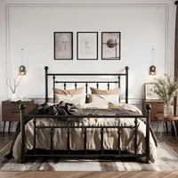 14'' Queen Size Metal Platform Bed Frame/Victorian Headboard and Footboard/Steel Slats Mattress Foundation for Storag 1