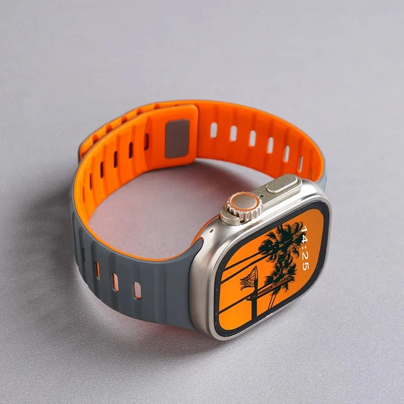 Magnetisches Silikonarmband für Apple Watch-Armbänder 45 mm 44 mm 42 mm 46 mm 49 mm Armband Correa IWatch Serie 10 SE 9 8 7 6 Ultra 2 3 11