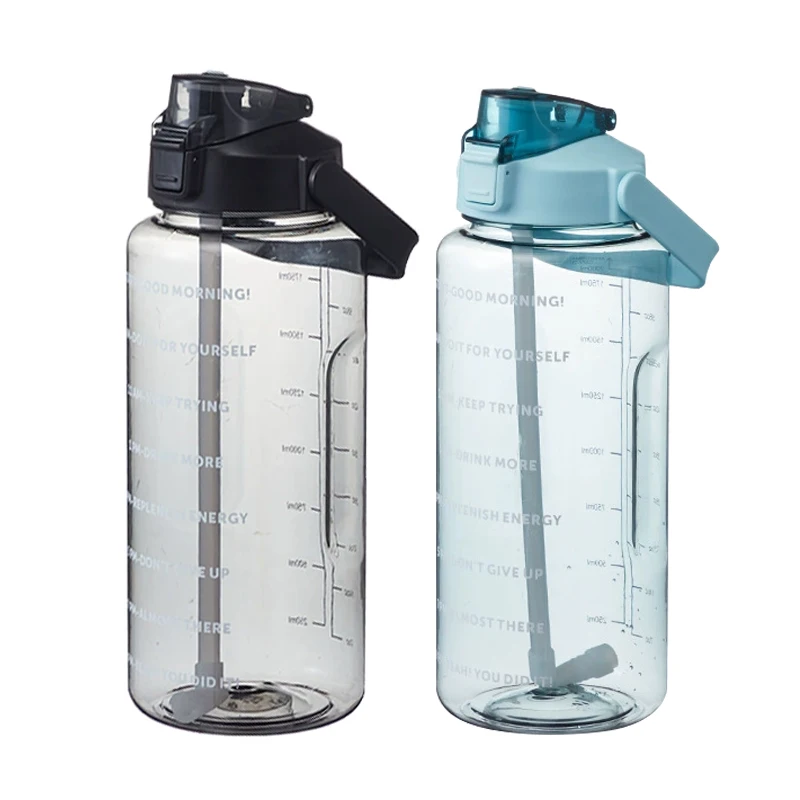2000ml Portable Travel Water Bottle with Straw and Cup Accessories for Sports Fitness, High Value Big Fat Cup Adult Universal