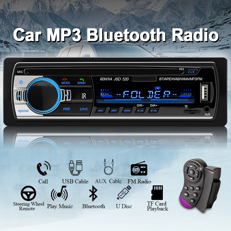 1 Din Car Radio Stereo Mp3 Player Digital Bluetooth FM Receiver Auto Radio With