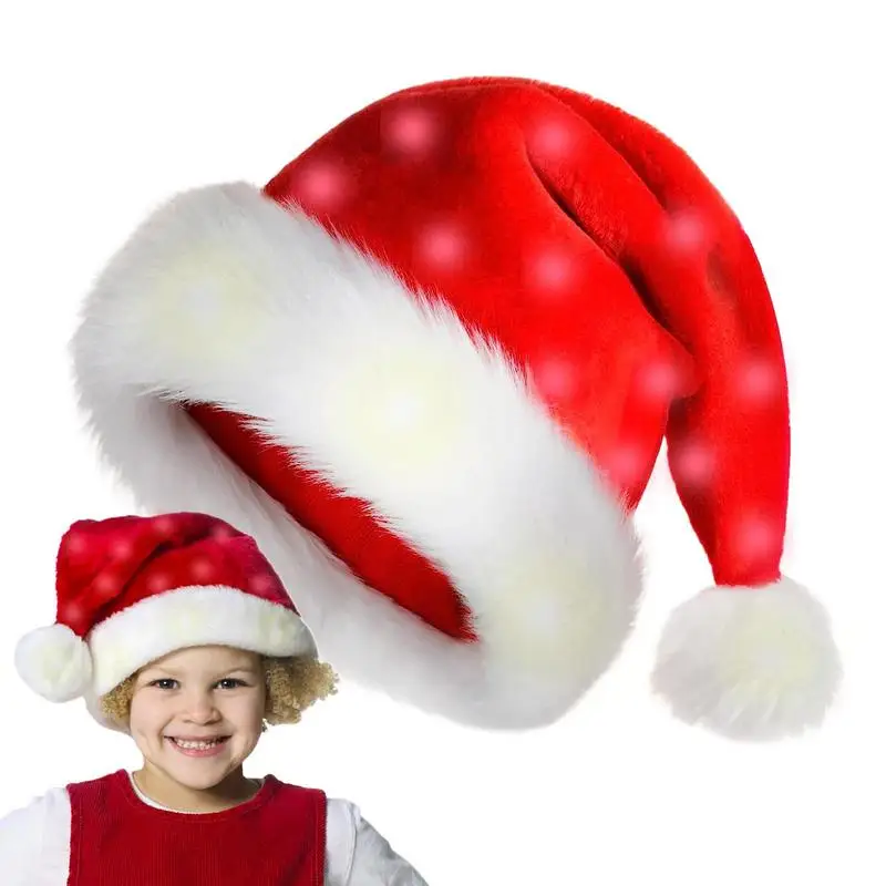 

Merry Christmas LED Light Hat New Year Ligthed Hat Red Santa Claus Hat for Kids Children Adult Xmas Gift Christmas Hat