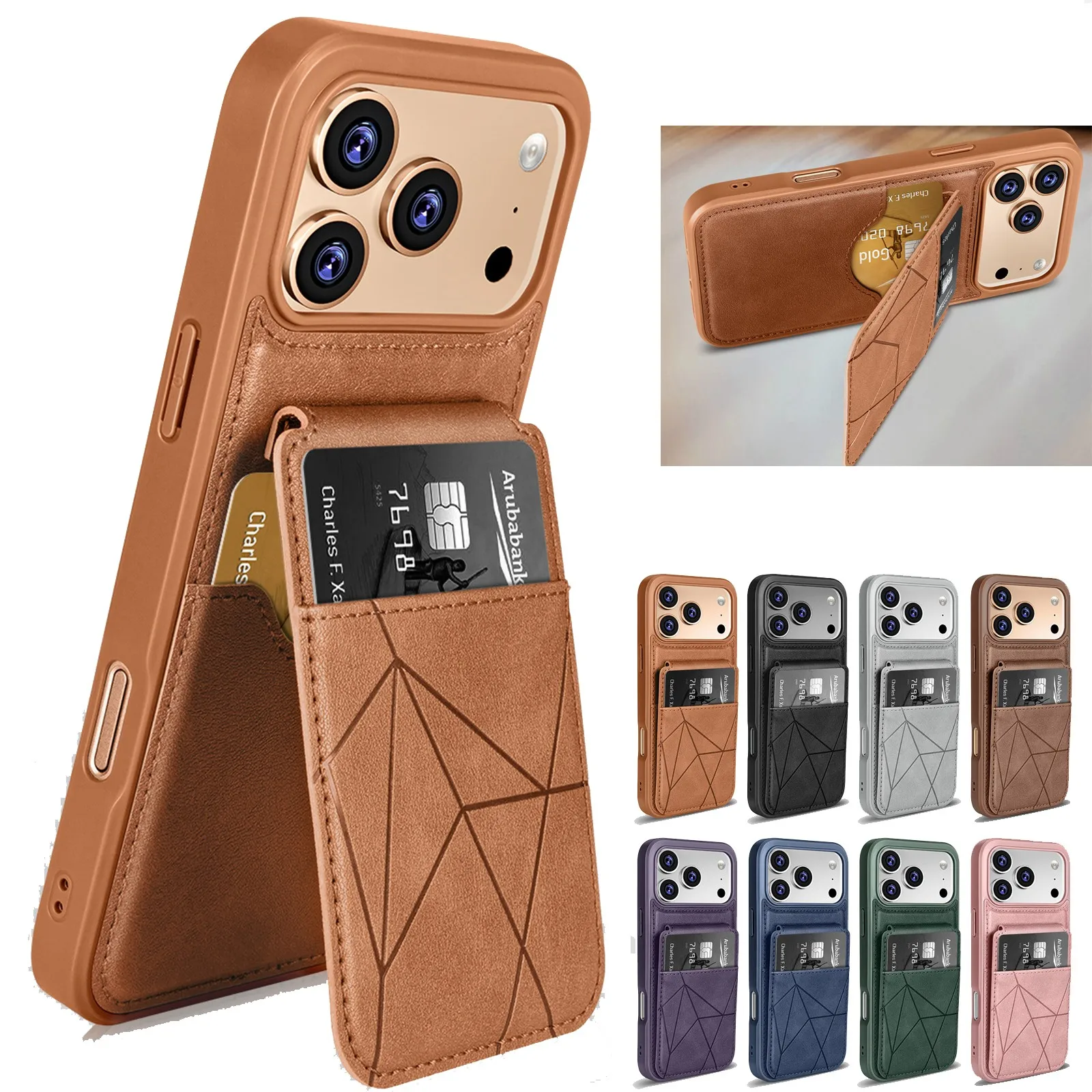 Luxury Leather Flip Wallet Phone Case with Card Holder and Durable Hard Cover