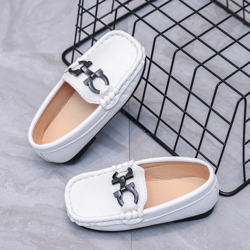 Boys Girls Leather Loafers Slip-On Texture Flats Boat Dress Moccasin Schooling Daily Walking Shoes(Toddler/Little Kids)